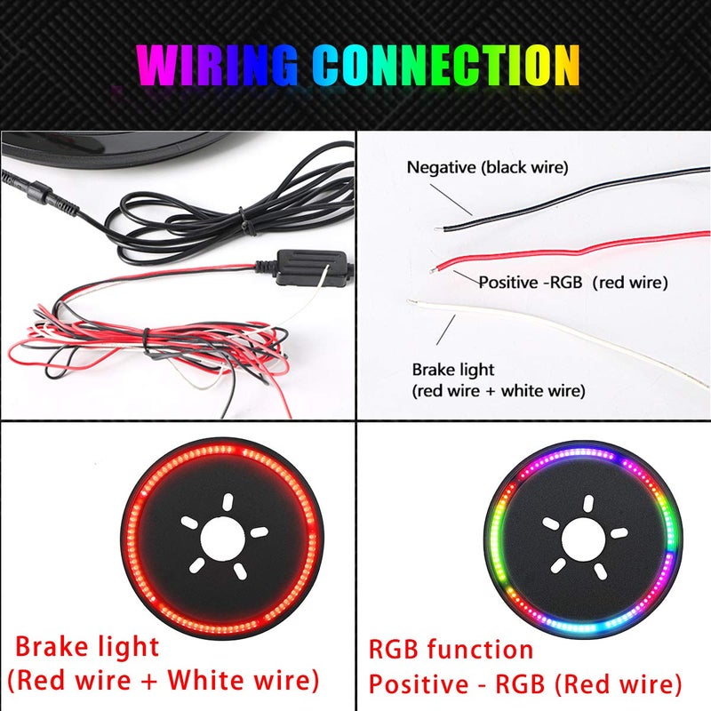AUDEXEN RGB Third Brake Light, RGB Spare Tire Lights with RF Wireless Remote Controller Compatible with Jeep Wrangler JK JKU 2007-2018 - Image 4